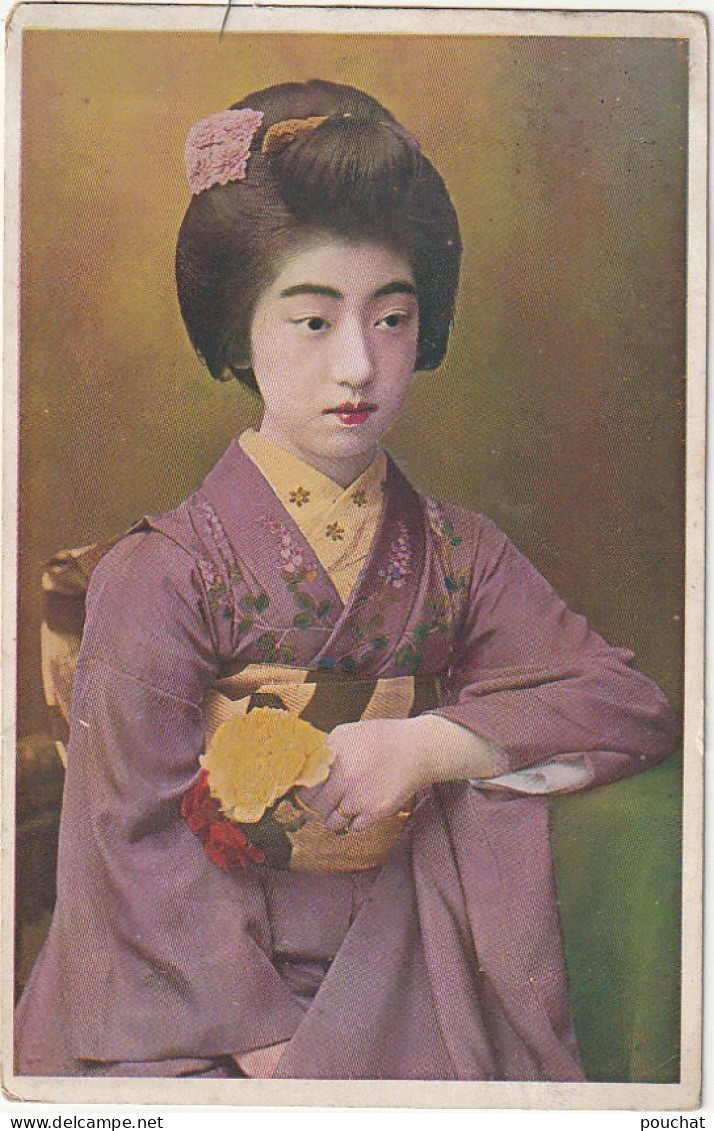 VE 22- (JAPON) JAPANESE - PORTRAIT DE JEUNE FEMME JAPONAISE EN TENUE TRADITIONNELLE ( KIMONO ) - CARTE COLORISEE  - Otros & Sin Clasificación