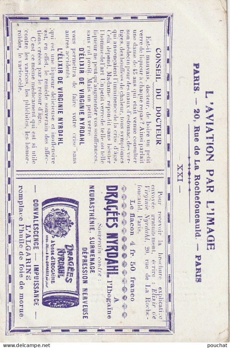 VE 24- CHAVEZ TRAVERSE LES ALPES , MONOPLAN BLERIOT (1910) - PORTRAIT- L' AVIATION PAR L' IMAGE - CARTE PUB NYRDAHL - Sonstige & Ohne Zuordnung