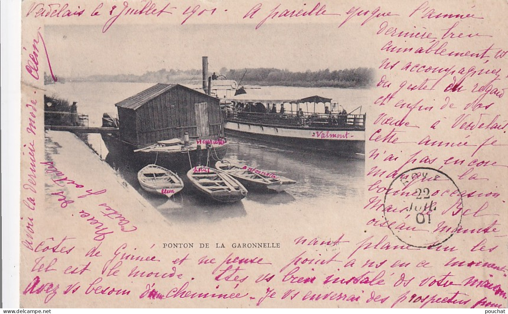 TE Nw28-(33) VERDELAIS - PONTON DE LA GARONNELLE - OBLITARATION JUILLET 1901 - Verdelais