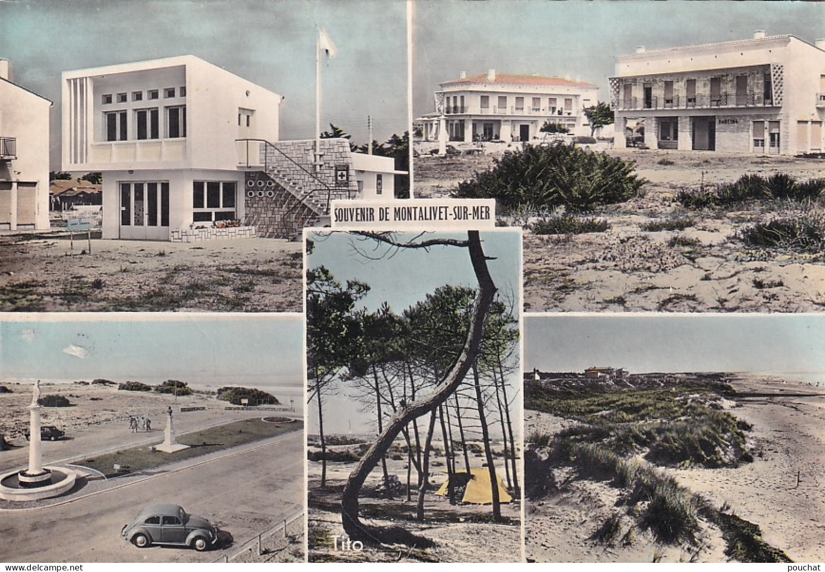 TE Nw28-(33) SOUVENIR DE MONTALIVET SUR MER - CARTE MULTIVUES : FRONT DE MER , TERRAIN DES CAMPEURS , ROND POINT , DUNES - Other & Unclassified