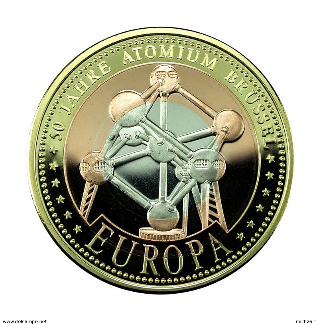 Belgium Medal 2008 Atomium Brussels 35mm Silver, Copper & Gold Plated 02131 - Altri & Non Classificati