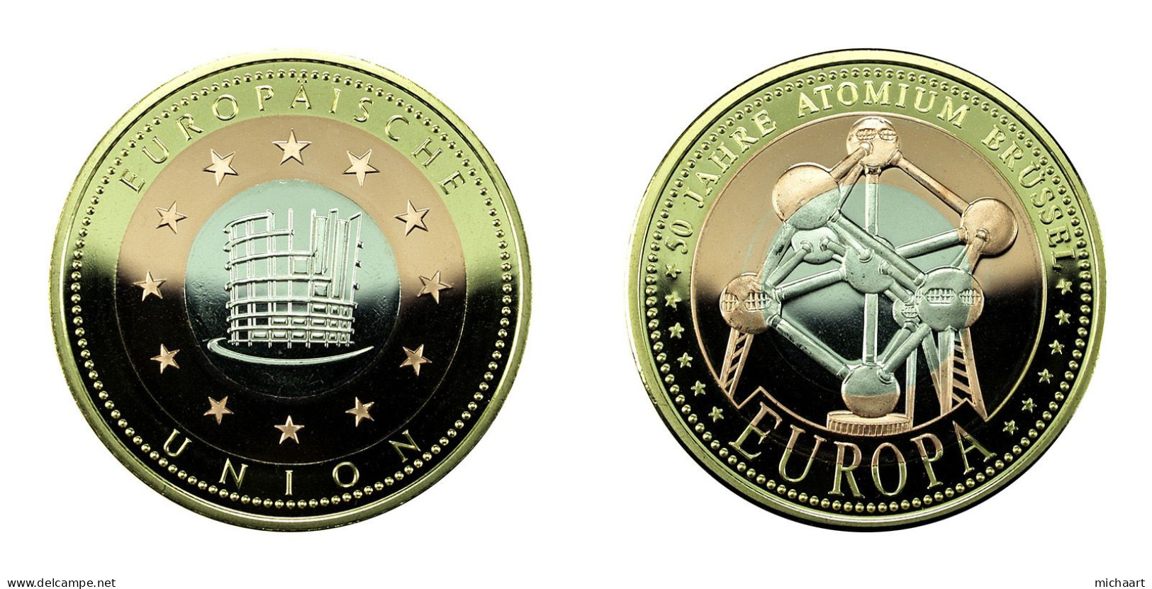 Belgium Medal 2008 Atomium Brussels 35mm Silver, Copper & Gold Plated 02131 - Altri & Non Classificati
