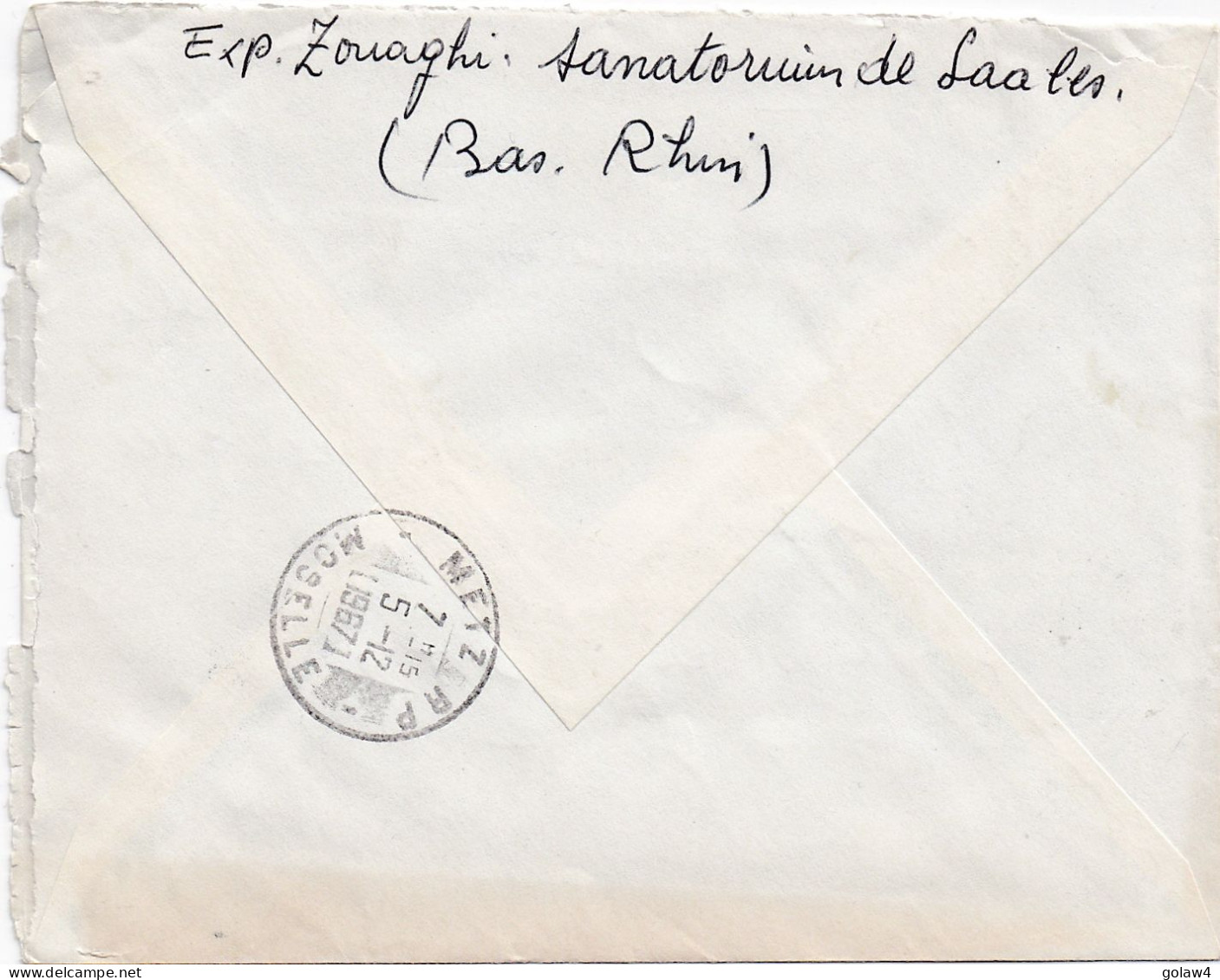 36894# LETTRE FRANCHISE POSTALE PARTIELLE RECOMMANDE Obl SAALES BAS RHIN 1967 METZ MOSELLE - 1961-....