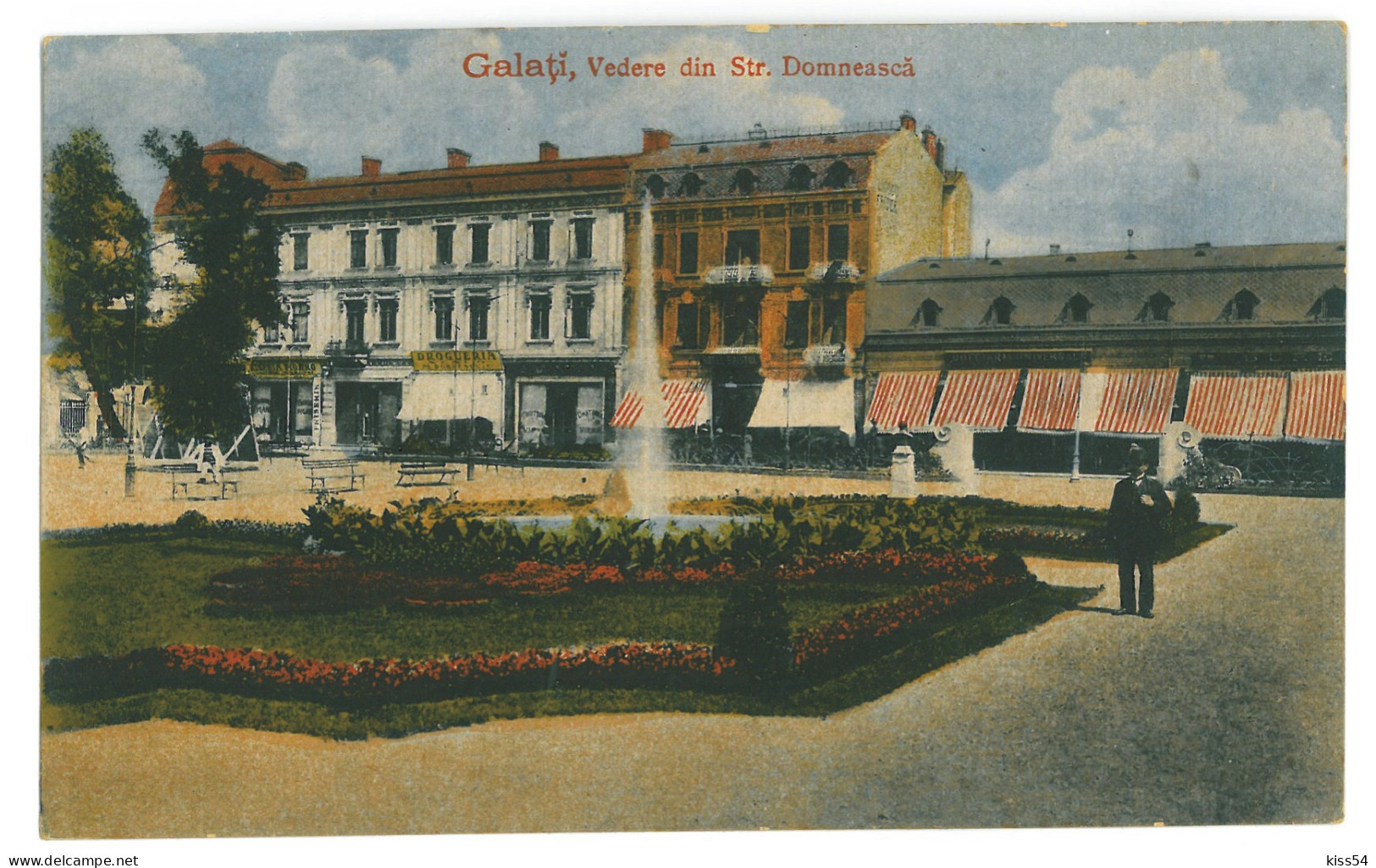 RO 38 - 23738 GALATI, Park, Street Stores, Romania - Old Postcard - Used - 1919 - Roumanie