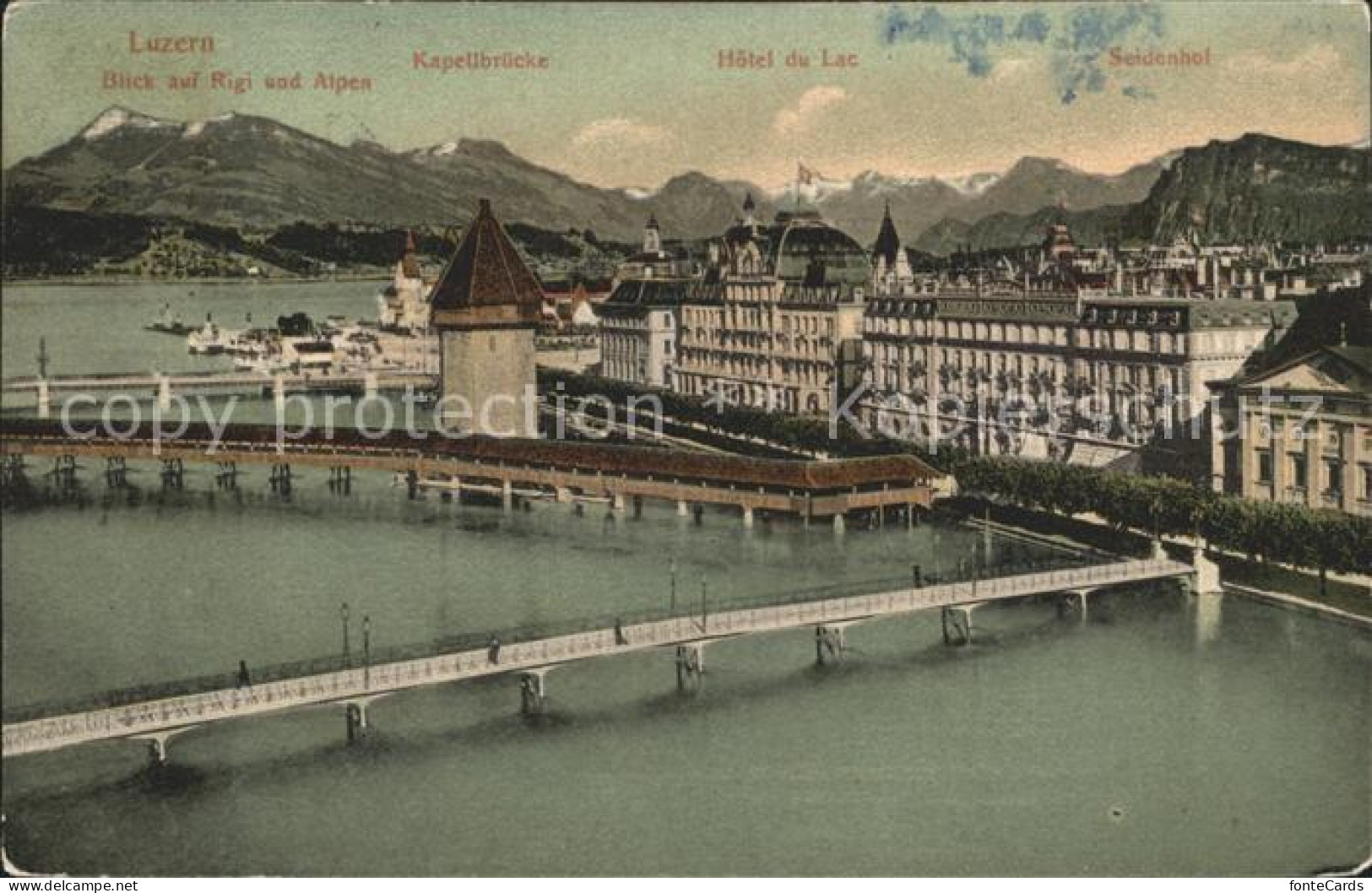 12316061 Luzern LU Kapellbruecke Hotel Du Lac Seidenhof Vierwaldstaettersee Rigi - Sonstige & Ohne Zuordnung
