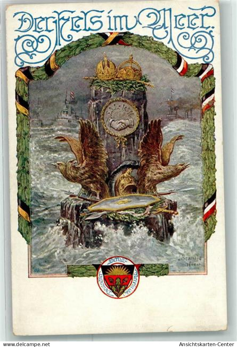 39431206 - Sign.J.Ranzig Der Fels Im Meer Adler Krone Schild Karte Nr.660 - Other & Unclassified
