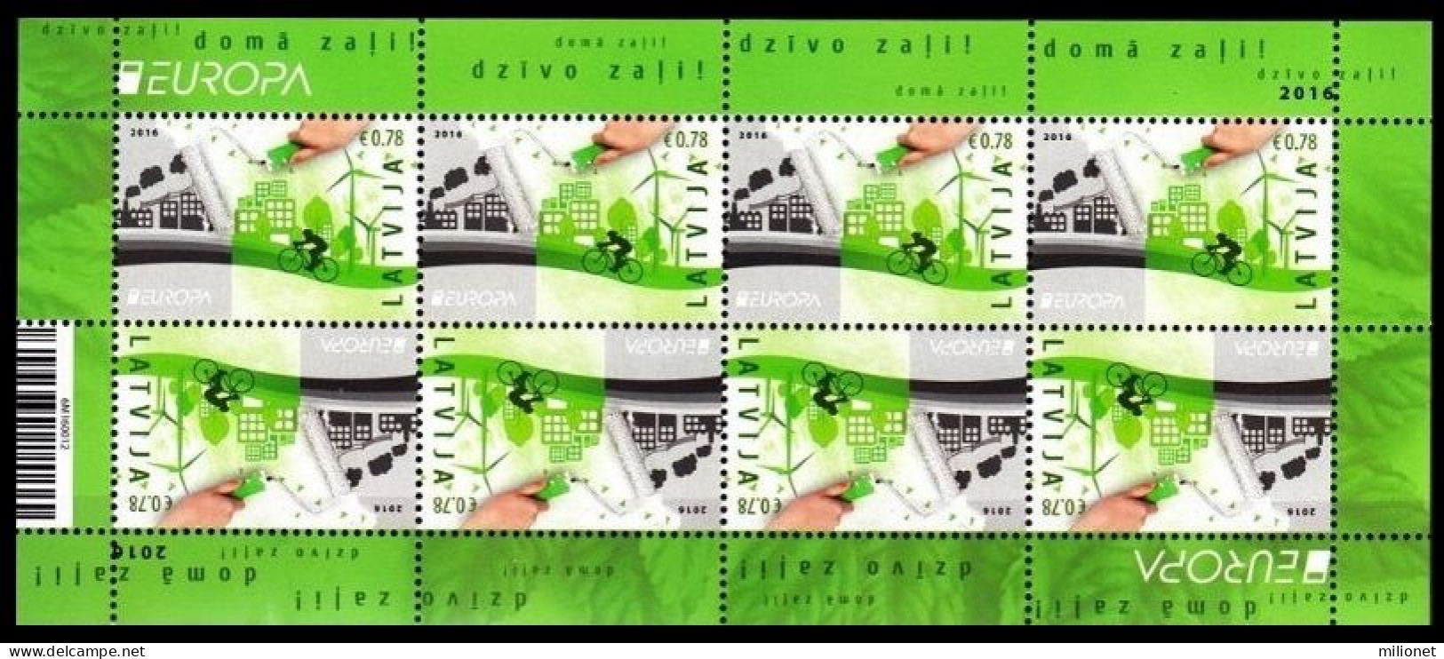 SALE!!! LATVIA LETONIA LETTONIE LETTLAND 2016 EUROPA CEPT Think Green Sheetlet Of 10 Stamps MNH ** - 2016