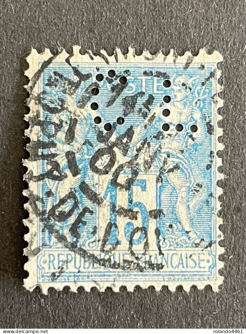 FRANCE C N°90 Sage CL 198 Indice 3 Perforé Perforés Perfins Perfin  !! - Otros & Sin Clasificación