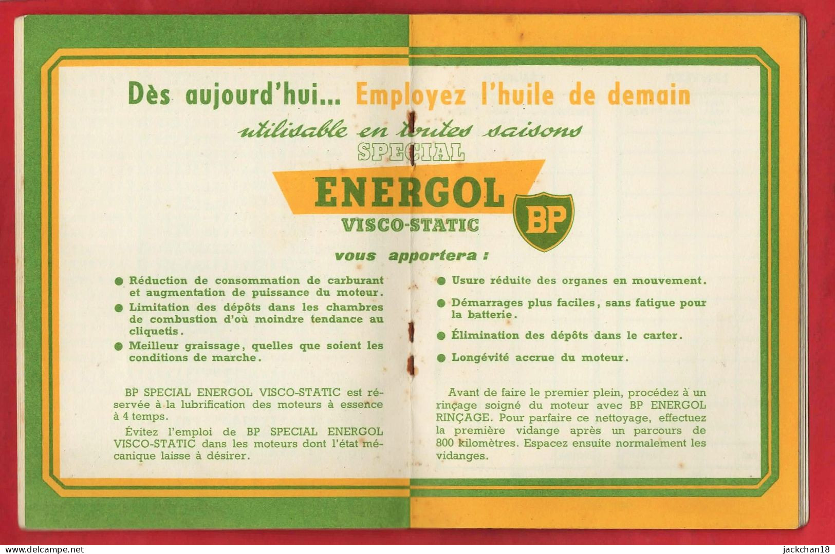 -- CARNET ENERGOL BP / De 1956 Avec CONSEILS PRATIQUES / GARAGE De La SOUS-PREFECTURE SAINT-AMAND (Cher) -- - Werbung