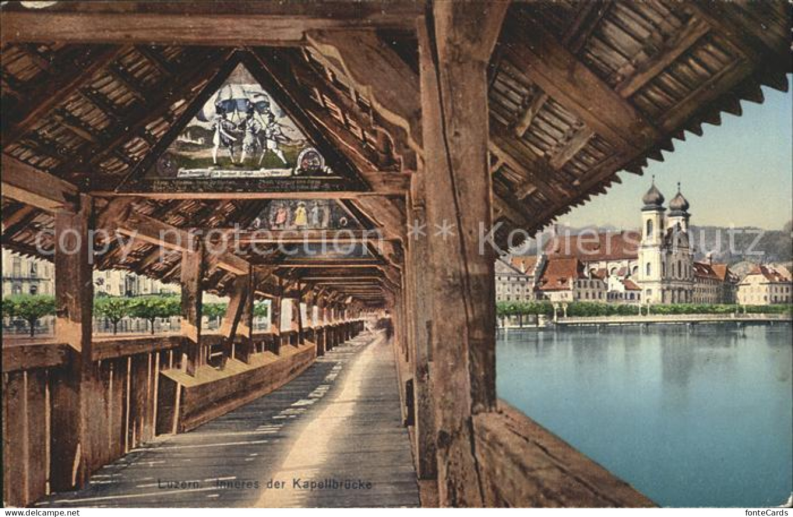 12316004 Luzern LU Inneres Der Kapellbruecke Holzbruecke Vierwaldstaettersee Luz - Altri & Non Classificati