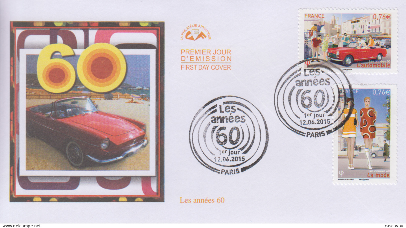 Enveloppe   FDC  1er   Jour    FRANCE    Les  Années  60      PARIS     2015 - 2010-2019