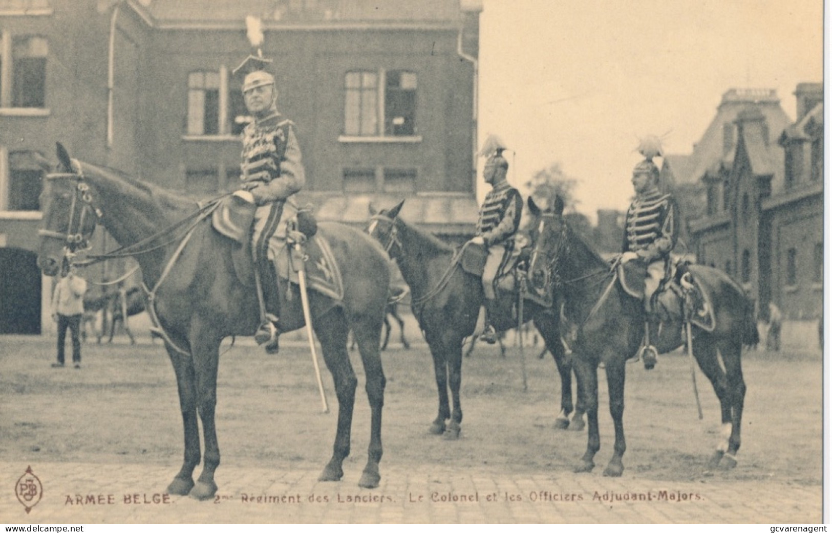 ARMEE BELGE. 2de REGIMENT DES LANCIERS .LE COLONEL ET LES OFFICIERS ADJUDANT MAJORS.      ZIE AFBEELDINGEN - Regimenten