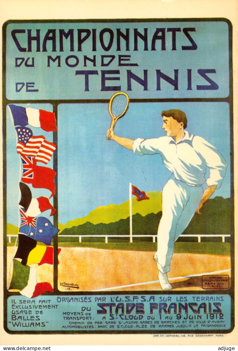 CPM- Affiche Championnats Du Monde De Tennis - Juin 1912 - Stade Français à Saint-Cloud*  Balles Williams - Tenis