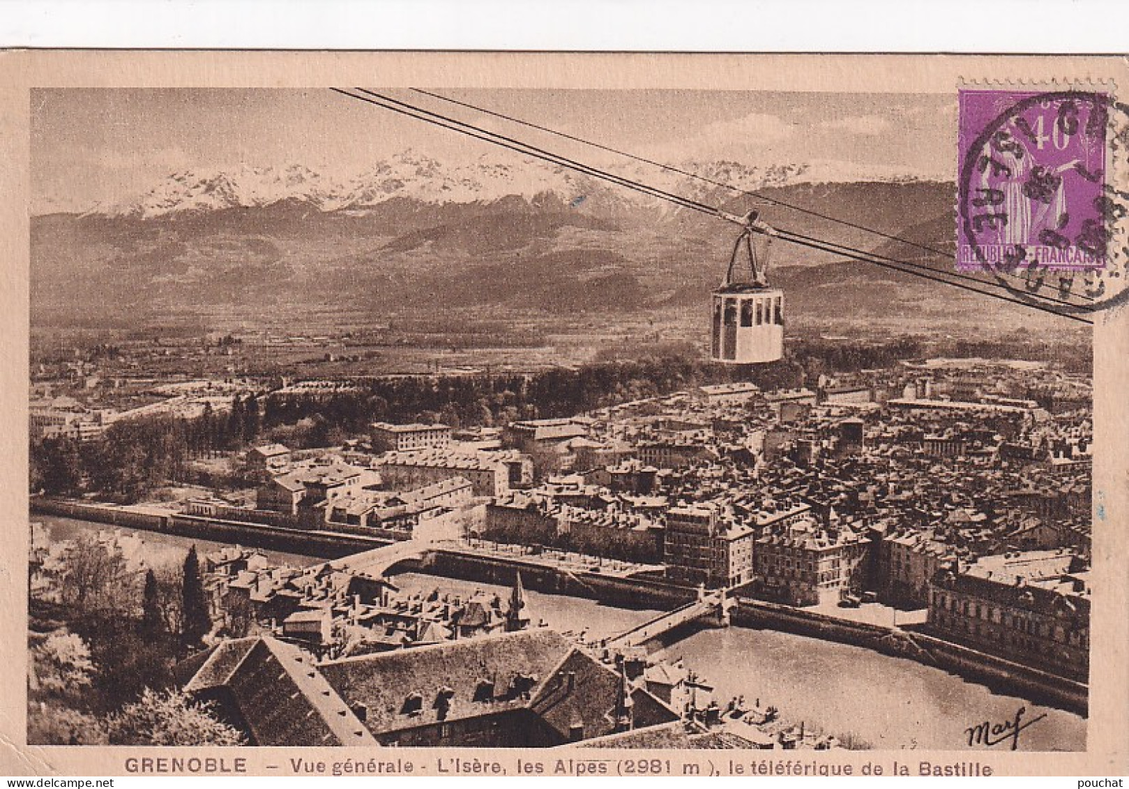 UR Nw33-(38) GRENOBLE - VUE GENERALE - L'ISERE , LES ALPES , LE TELEFERIQUE DE LA BASTILLE - Grenoble