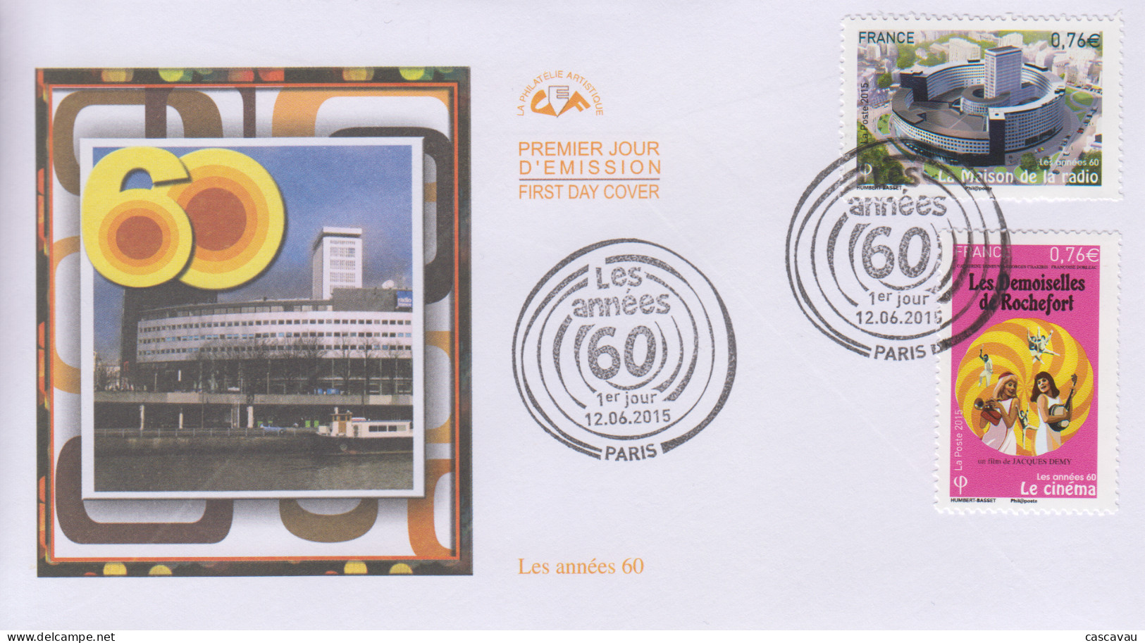 Enveloppe   FDC  1er   Jour    FRANCE    Les  Années  60      PARIS     2015 - 2010-2019