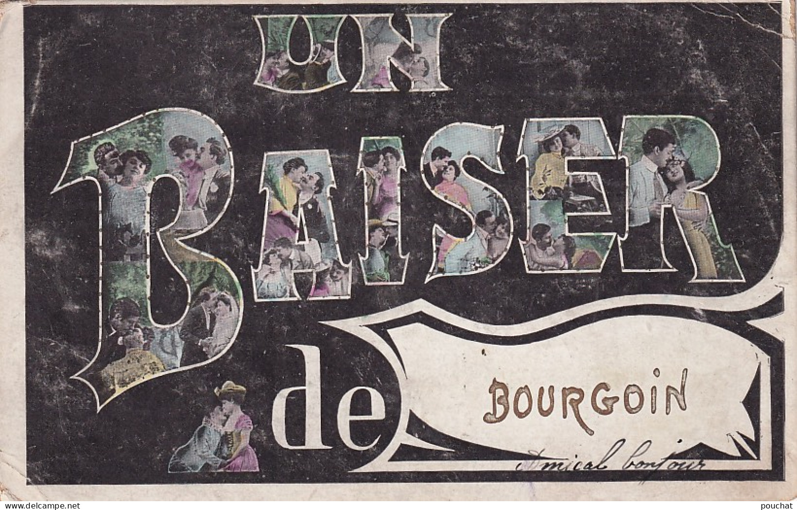 UR Nw33-(38) UN BAISER DE BOURGOIN - CARTE FANTAISIE - LETTRES ALPHABET MULTIVUES COUPLES - Bourgoin