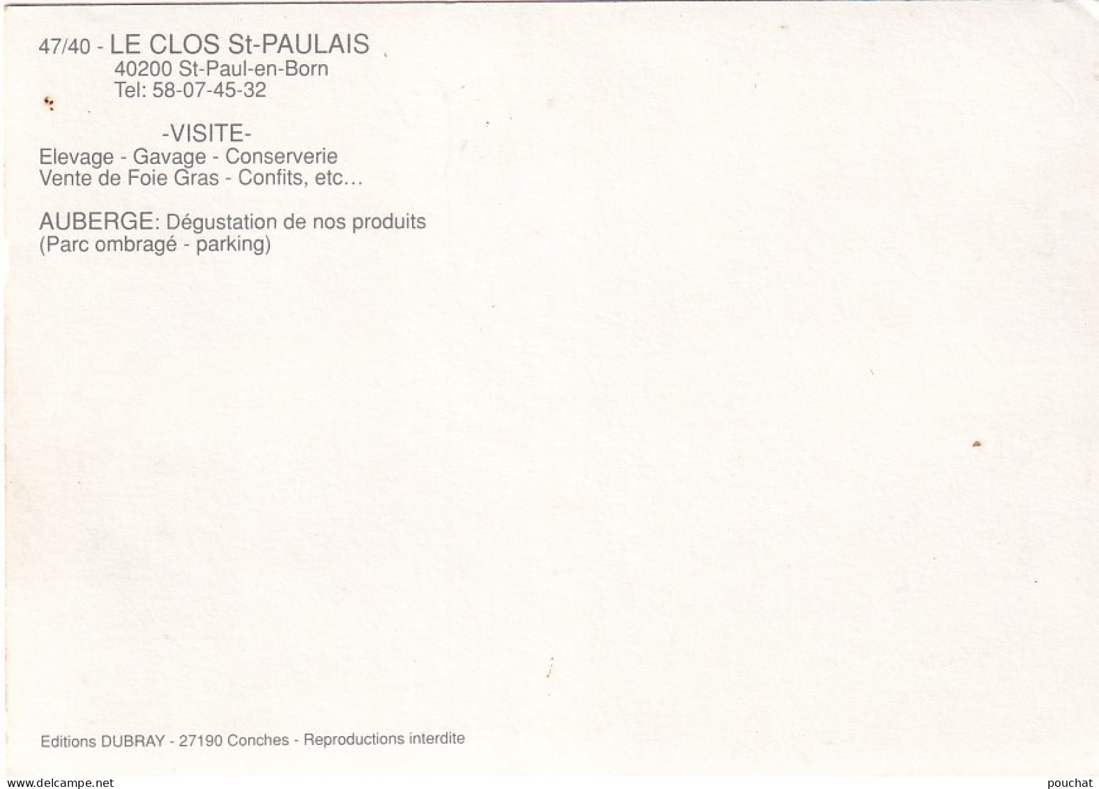 UR Nw35-(40) SAINT PAUL EN BORN - LE CLOS ST PAULAIS - CARTE MULTIVUES : ELEVAGE , GAVAGE , CONSERVERIE - Other & Unclassified