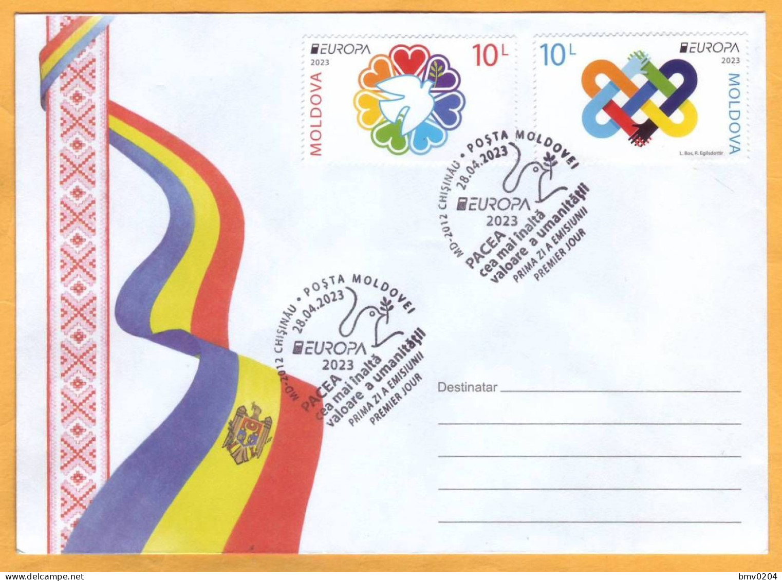 2023  Moldova FDC „Europa 2023. PEACE – The Highest Value Of Humanity.” - Moldova