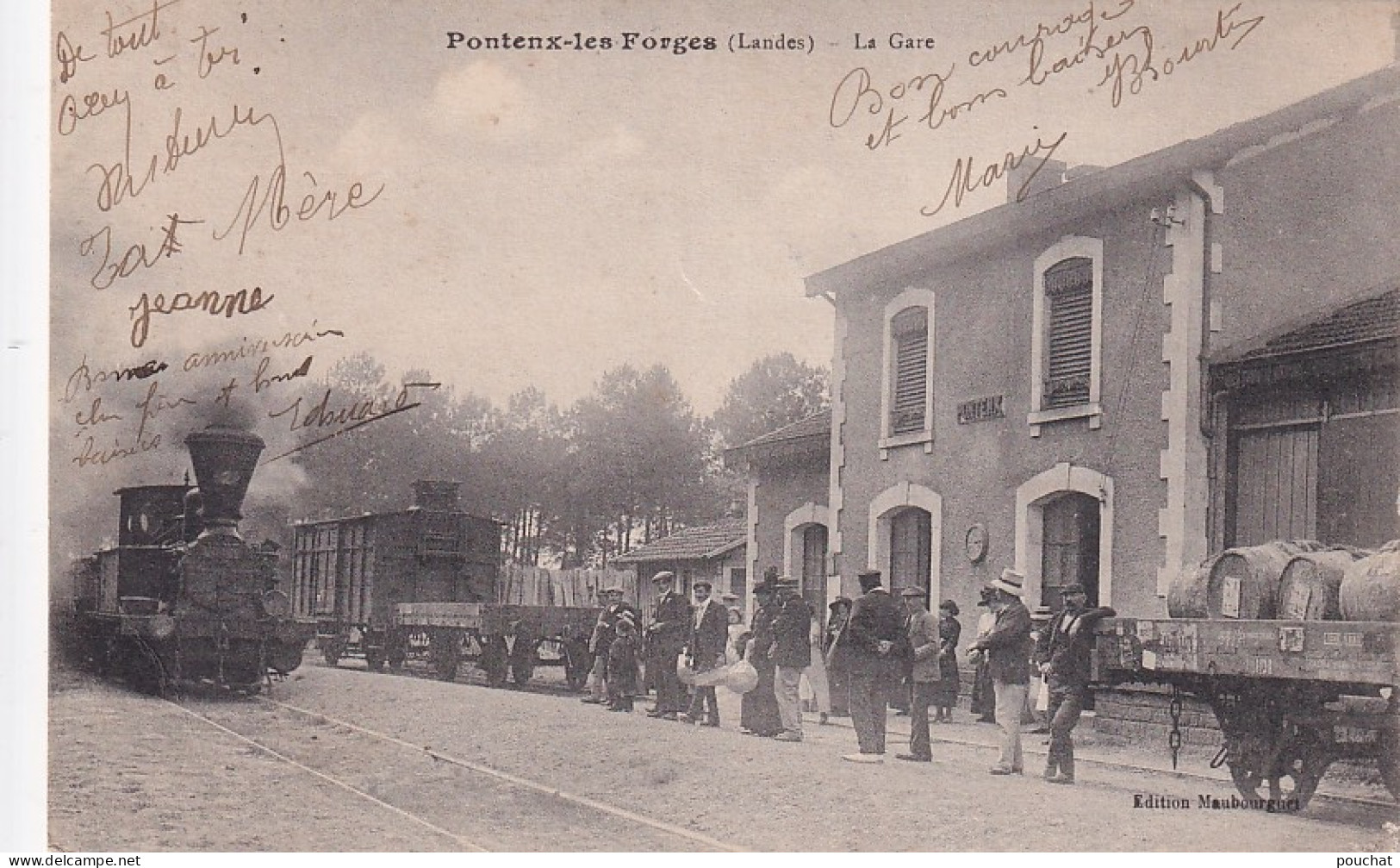 UR Nw36-(40) PONTENX LES FORGES - LA GARE - ANIMATION - VOYAGEURS - LOCOMOTIVE VAPEUR - Other & Unclassified