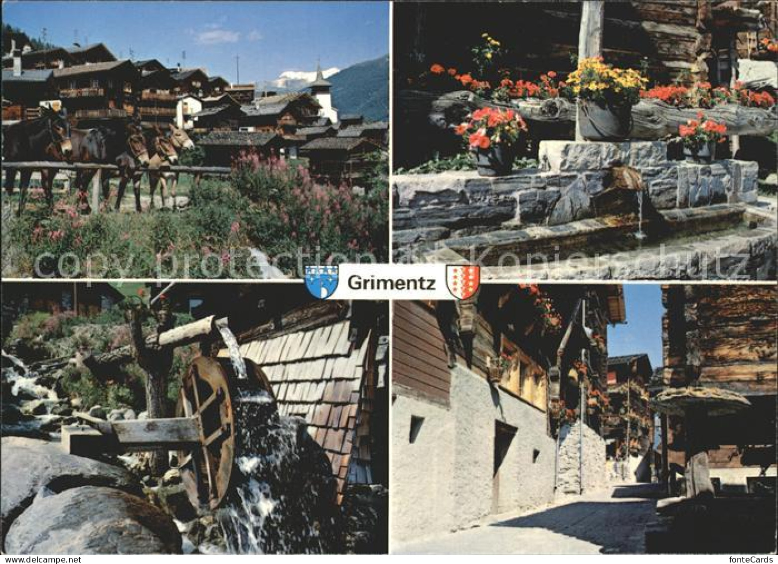 12314214 Grimentz Bergdorf Gasse Brunnen Wasserrad Grimentz - Autres & Non Classés