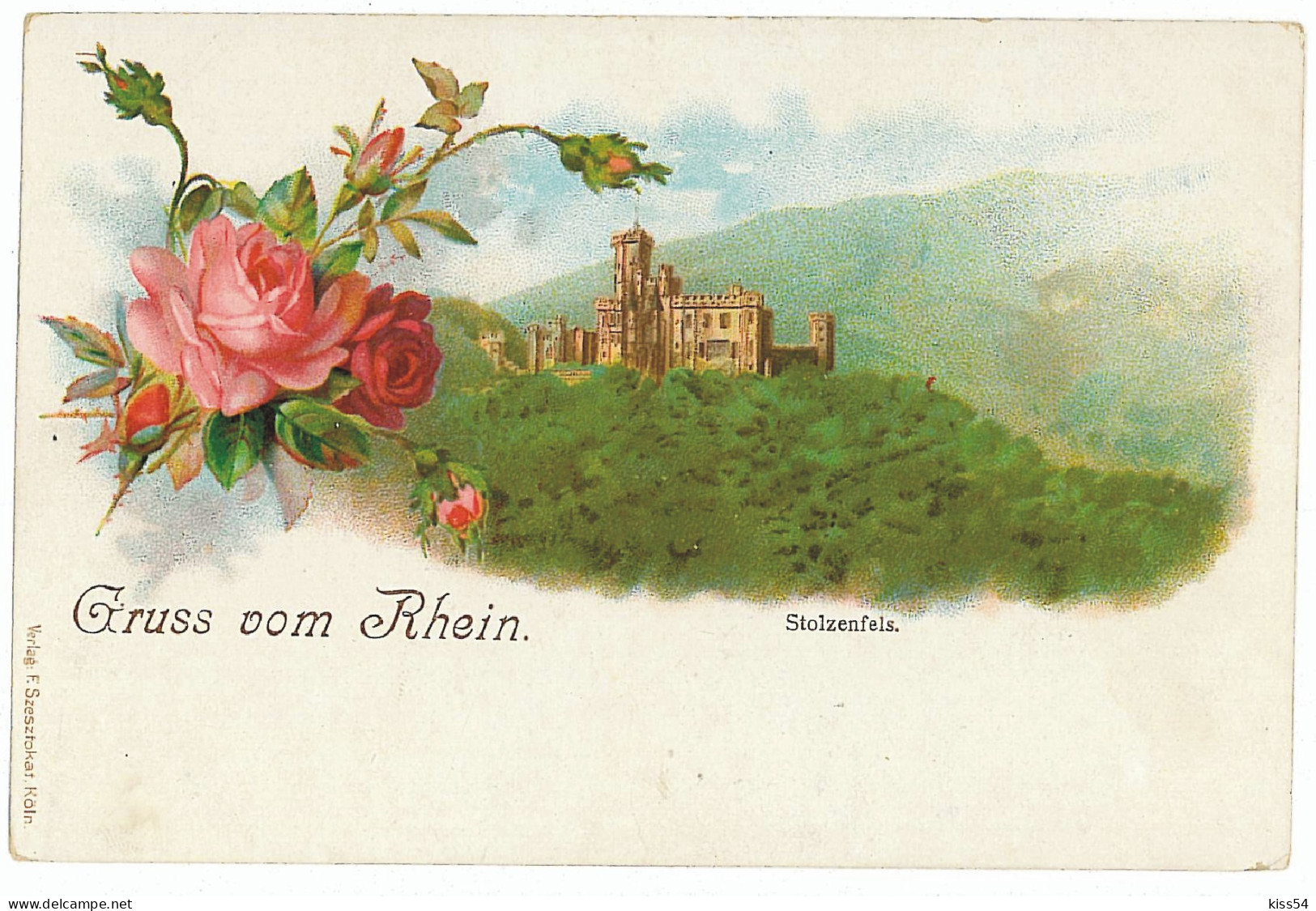 GER 07 - 5750 RHEIN, Germany, Litho, Old Castle - Old Postcard - Unused - Rhein-Hunsrueck-Kreis