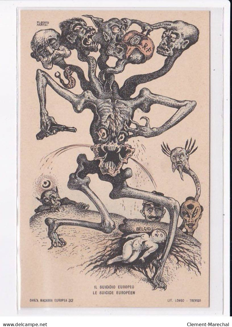 ILLUSTRATEUR Alberto MARTINI : la Danse Macabre (Danza Macabra) série de 12 cartes avec la pochette - très bon état