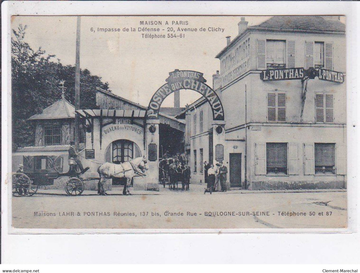BOULOGNE-sur-SEINE: L. Ponthas, Poste Aux Chevaux, Maisons Lahr Et Ponthas - Très Bon état - Boulogne Billancourt
