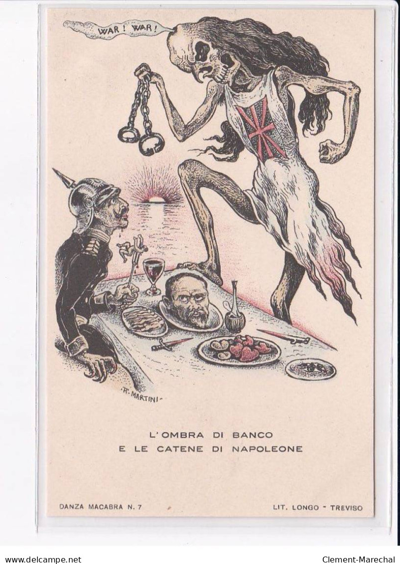 ILLUSTRATEUR Alberto MARTINI : la Danse Macabre (Danza Macabra) série de 12 cartes caricature militaire - très bon état