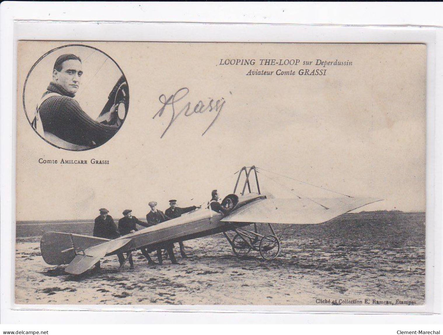 AVIATION :  Autographe De L'aviateur Comte GRASSI "looping The Loop Sur Deperdussin - Très Bon état - Dirigeables