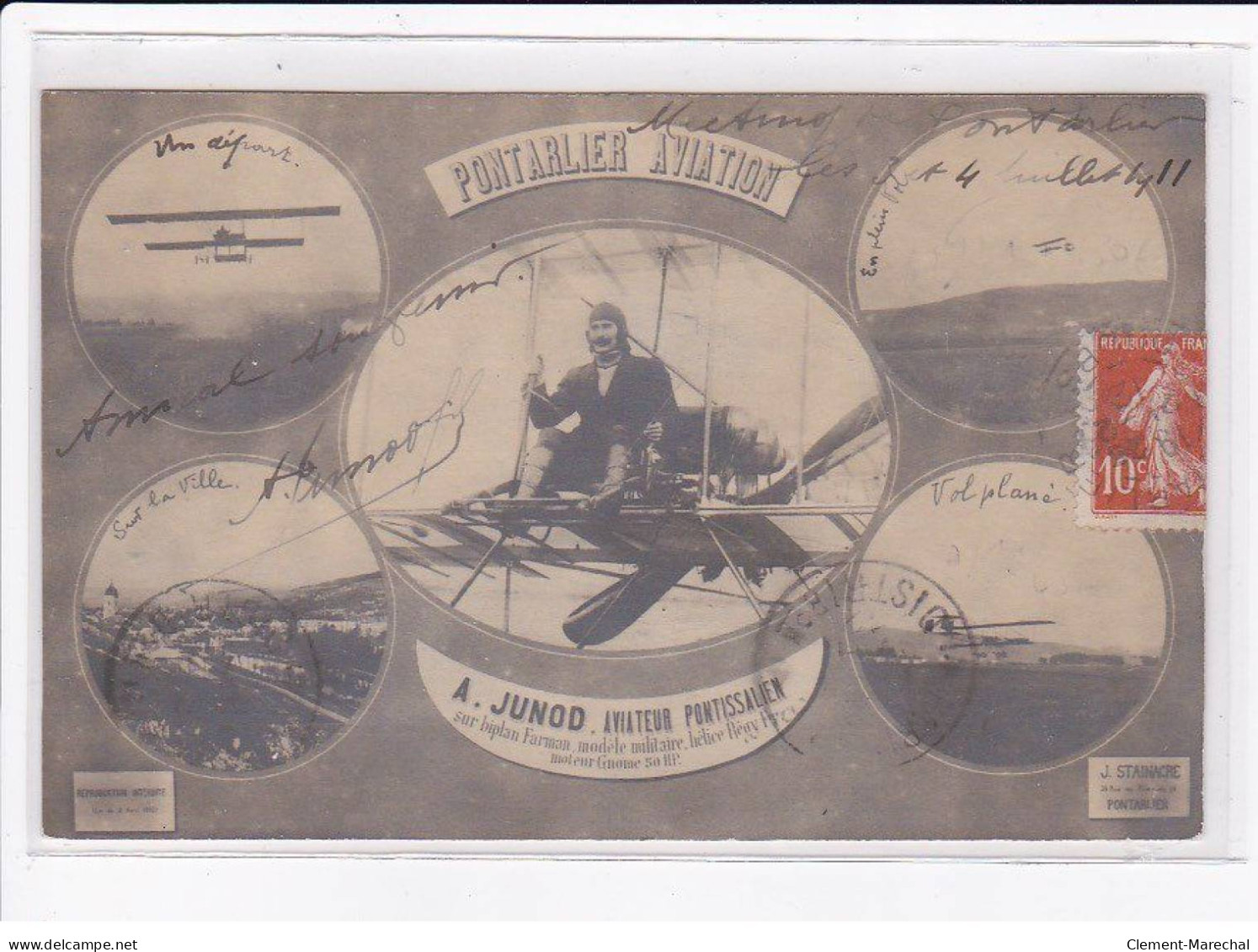 AVIATION : PONTARLIER AVIATION - Autographe D' Auguste JUNOD - Très Bon état - Airships
