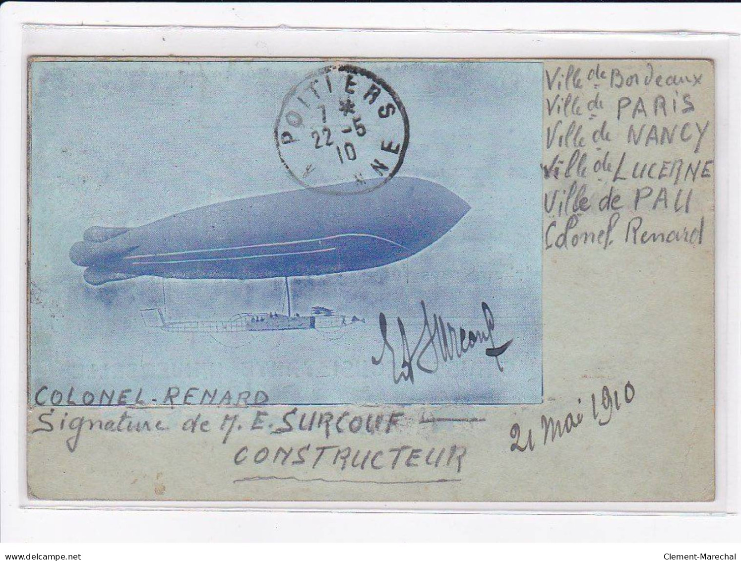 AVIATION : BALLON - Autographe De SURCOUF (constructeur) - Bon état - Aeronaves