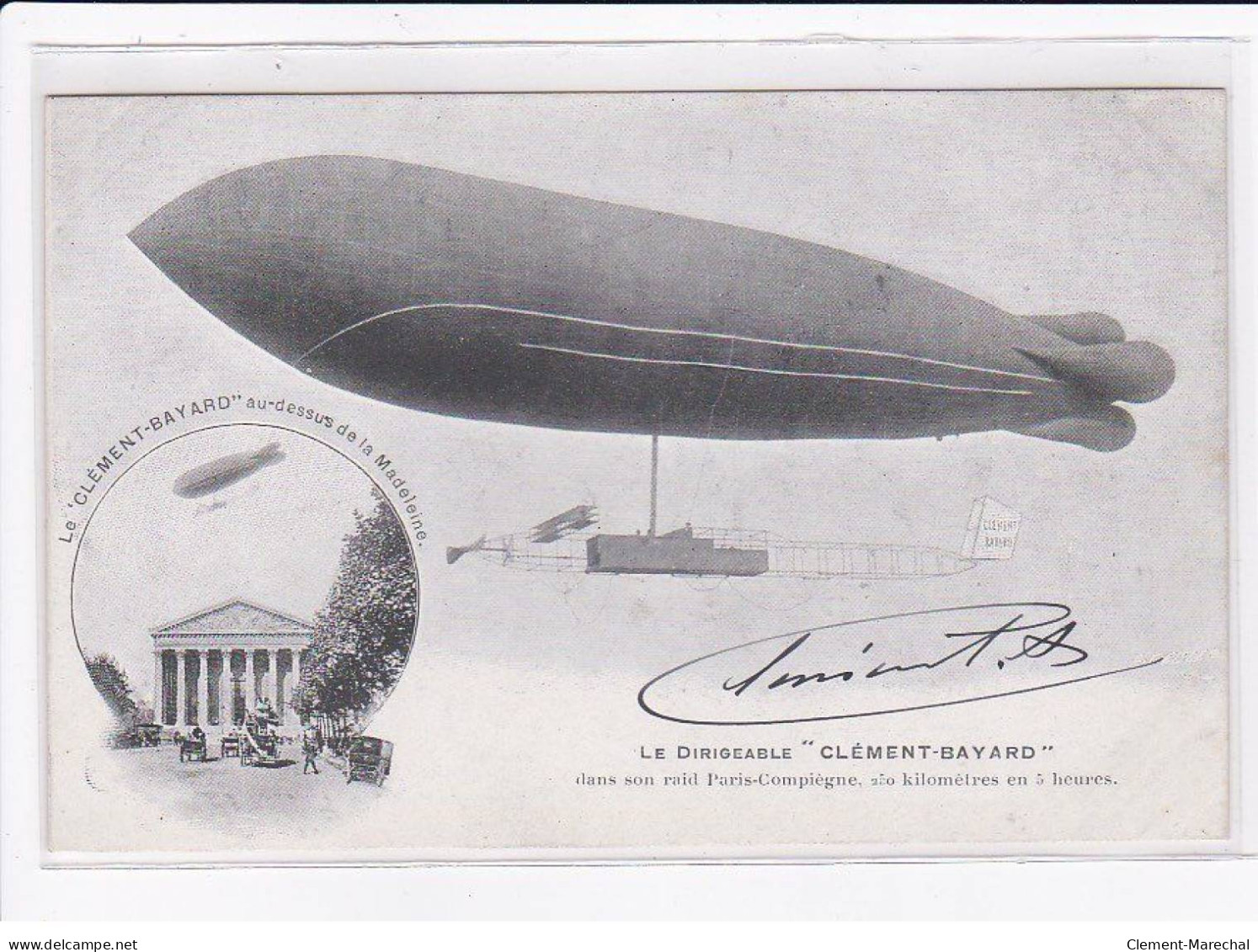 AVIATION : BALLON - Autographe D' Adolphe CLEMENT (constructeur CLEMENT-BAYARD) Raide Paris Compiegne- Bon état - Airships