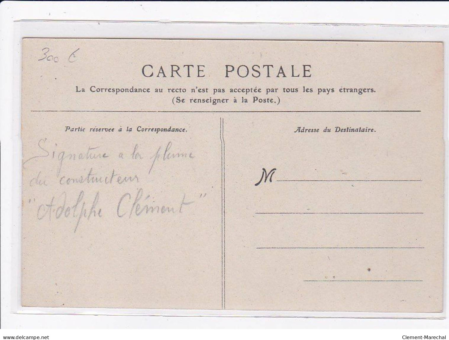 AVIATION : BALLON - Autographe D' Adolphe CLEMENT (constructeur CLEMENT-BAYARD) Raide Paris Compiegne- Bon état - Aeronaves