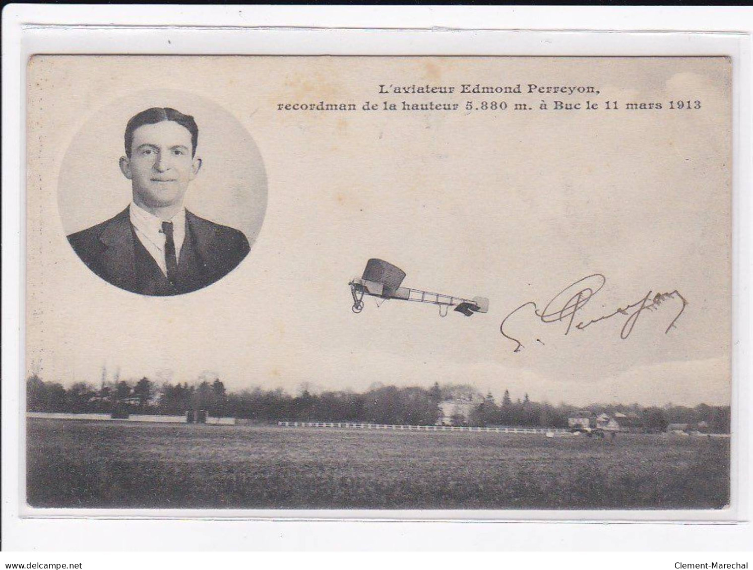 AVIATION : Autographe D'Edmond PERREYRON - Très Bon état - Luchtschepen