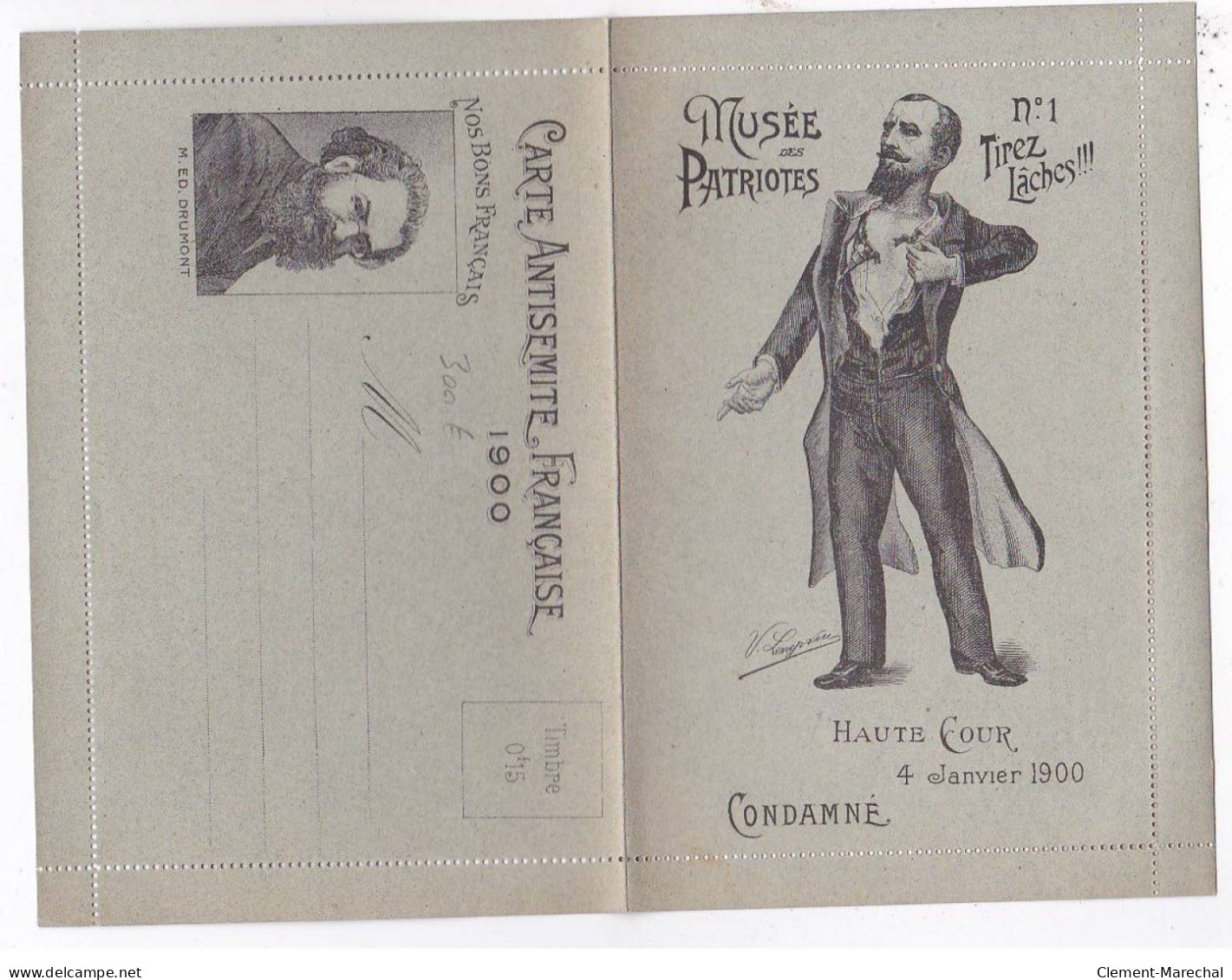 JUDAICA : AFFAIRE DREYFUS - Musée Des Patriotes (carte Postale Antisémite - Drumond) - Très Bon état - Jewish