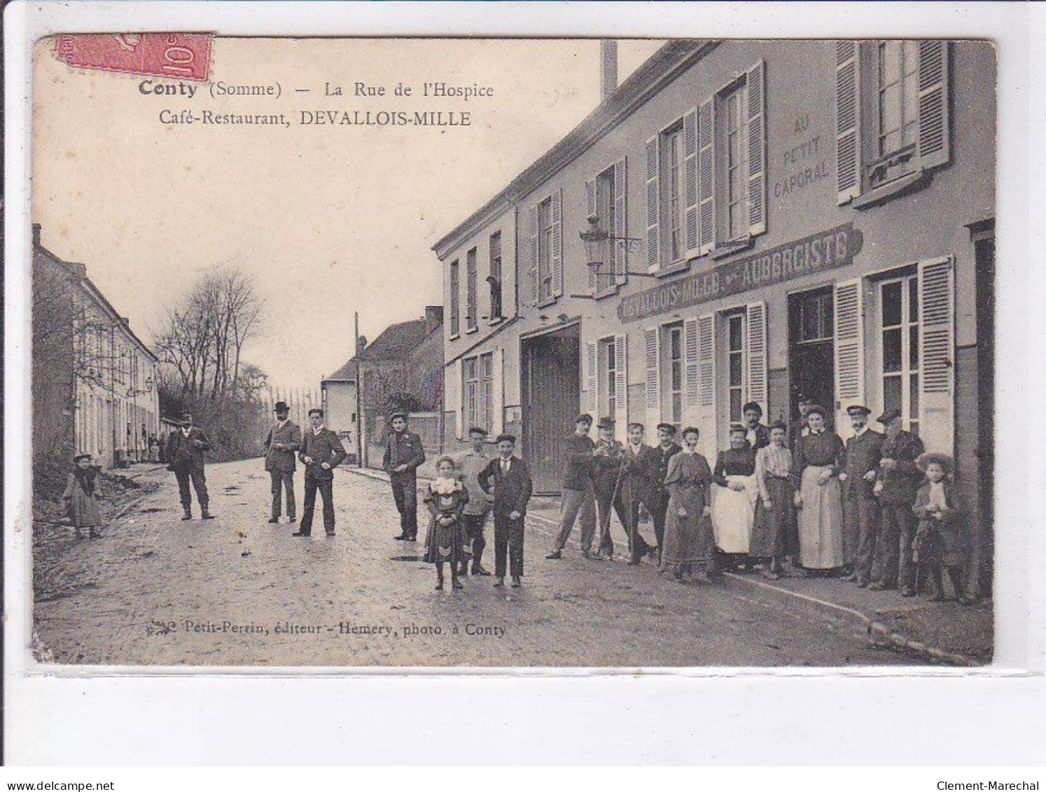 CONTY: La Rue De L'hospice, Café-restaurant Devallois-mille - état - Conty