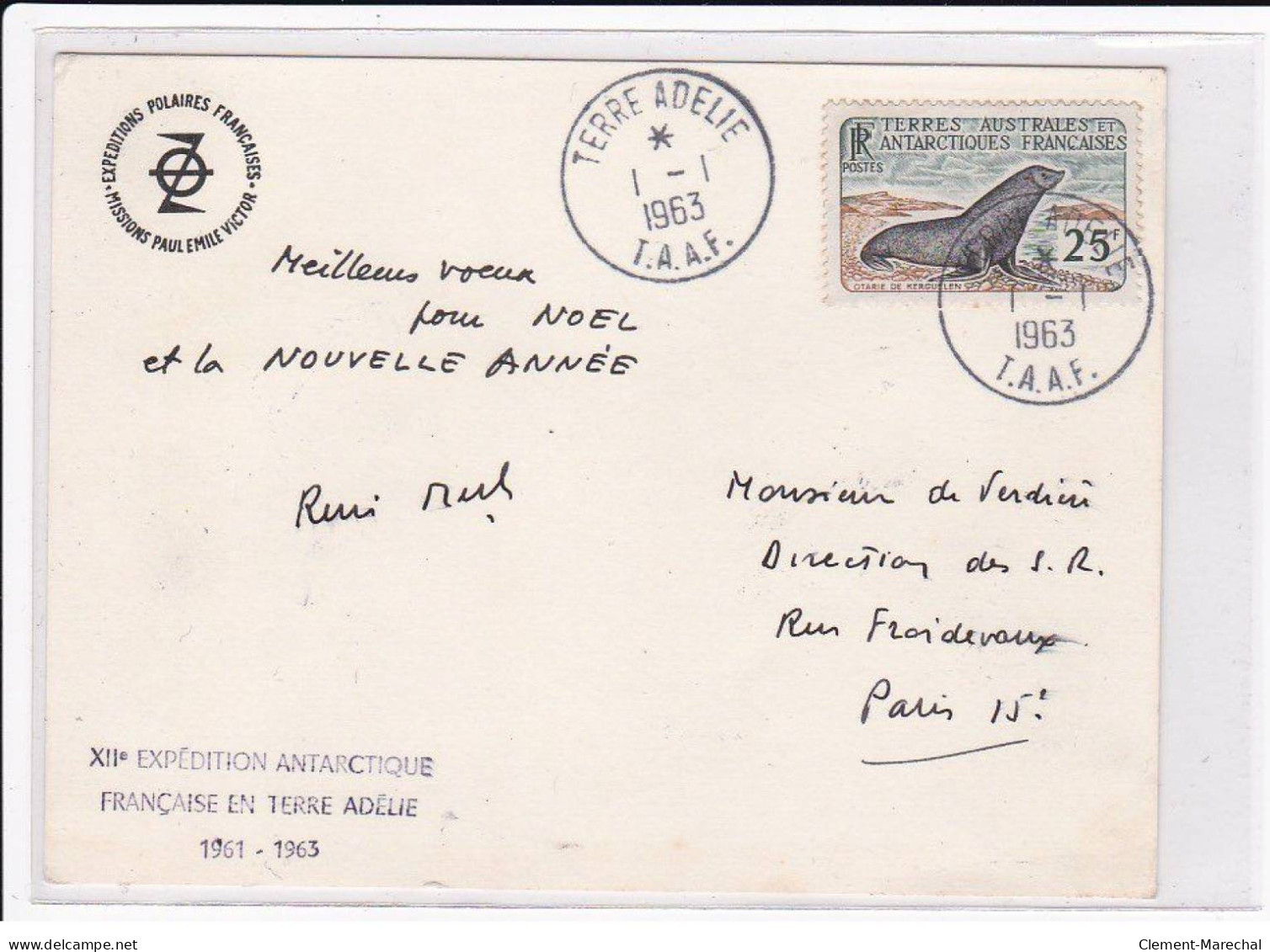 POLAIRE : lot de 11 cartes postales et 1 devant de lettre dont 6 avec l'autographe de Paul Emile Victor - bon état