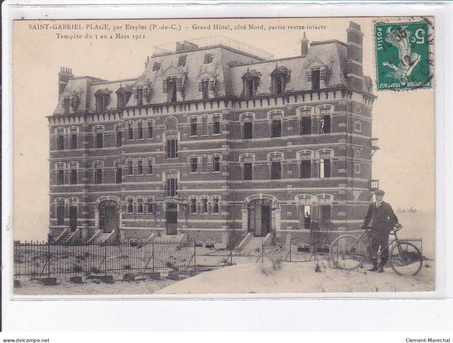 SAINT-GABRIEL-PLAGE: Grand Hôtel, Côté Nord, Partie Restée Intacte, Tempête 1912 - Très Bon état - Autres & Non Classés