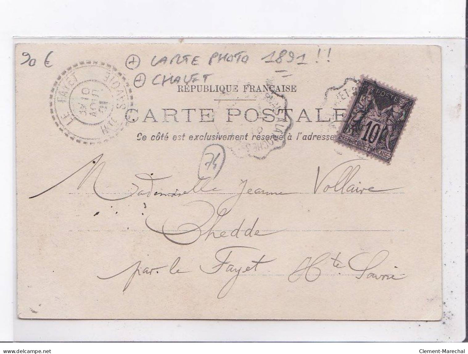 LE FAYET: Carte Photo 1891, Chalet - Très Bon état - Other & Unclassified