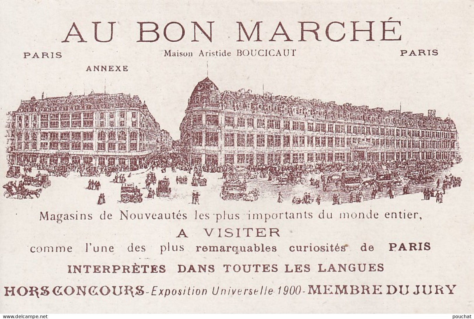 UR Nw41- " AU BON MARCHE " , PARIS - COUPLE DE CHIOTS JACK RUSSEL - DORURE - CARTE PUBLICITAIRE  - Au Bon Marché