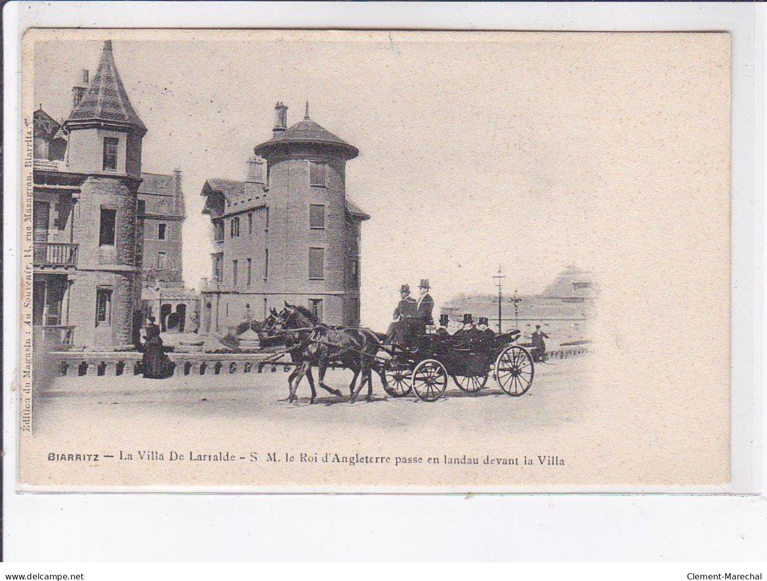 BIARRITZ: D'Edouard VII Le Roi D'angleterre La Villa De Larralde, Passe En Landau Devant La Villa - Très Bon état - Biarritz