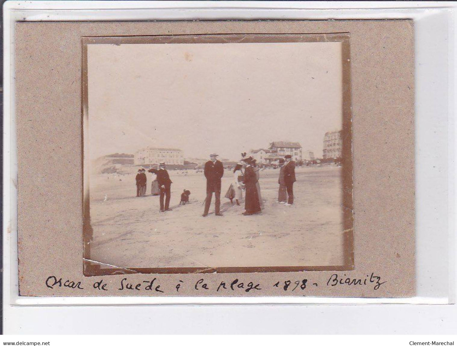 BIARRITZ: Oscar Roi De Suède à La Plage En 1898 - Très Bon état (petite Photo Collée Sur Carton) - Biarritz