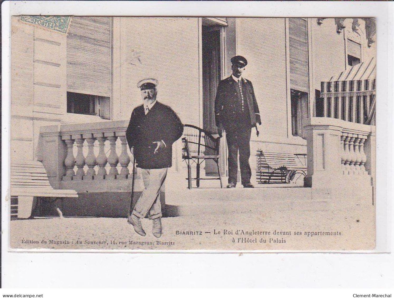 BIARRITZ: Edouard VII, Roi D'angleterre Devant Ses Appartements à L'hôtel Du Palais-photo Montage - Très Bon état - Biarritz