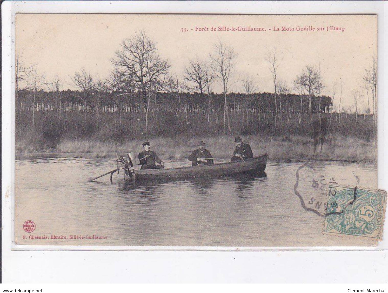 SILLE-le-GUILLAUME: Forêt De Sillé-le-guillaume, La Moto-godille Sur L'étang - Très Bon état - Sille Le Guillaume