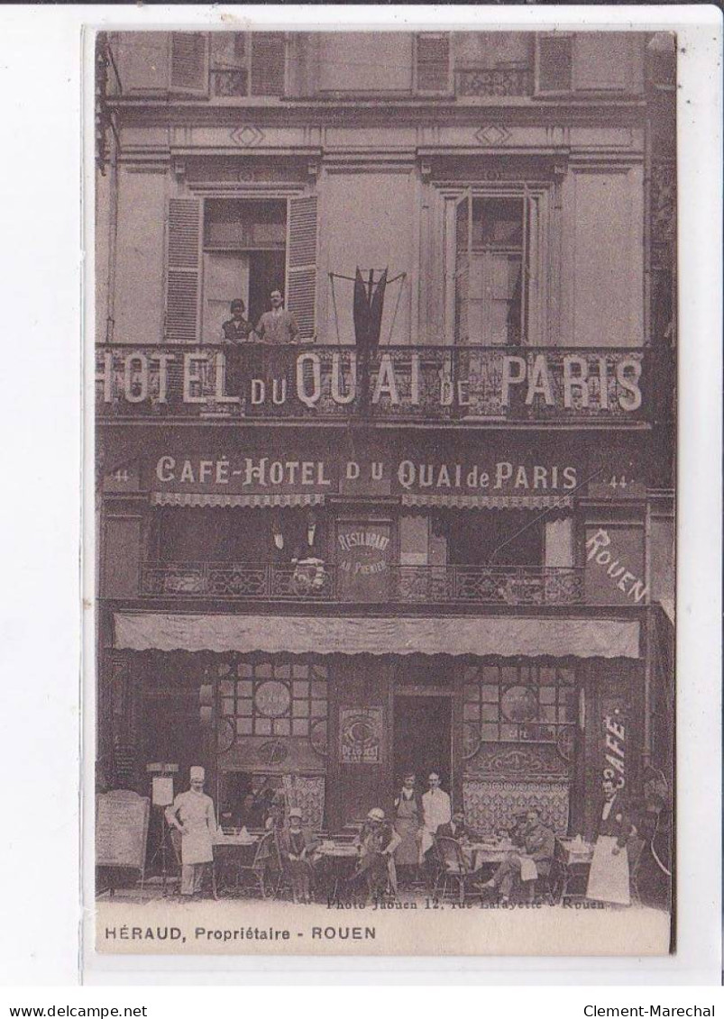 ROUEN: Hôtel Du Quai De Paris, Café-hôtel, Héraud Propriétaire - Très Bon état - Rouen