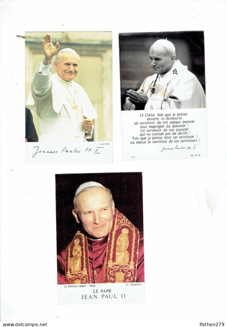 Lot De 5 Images Pieuses Papes Jean-Paul II - Jean XXIII - Paul VI - Religión & Esoterismo