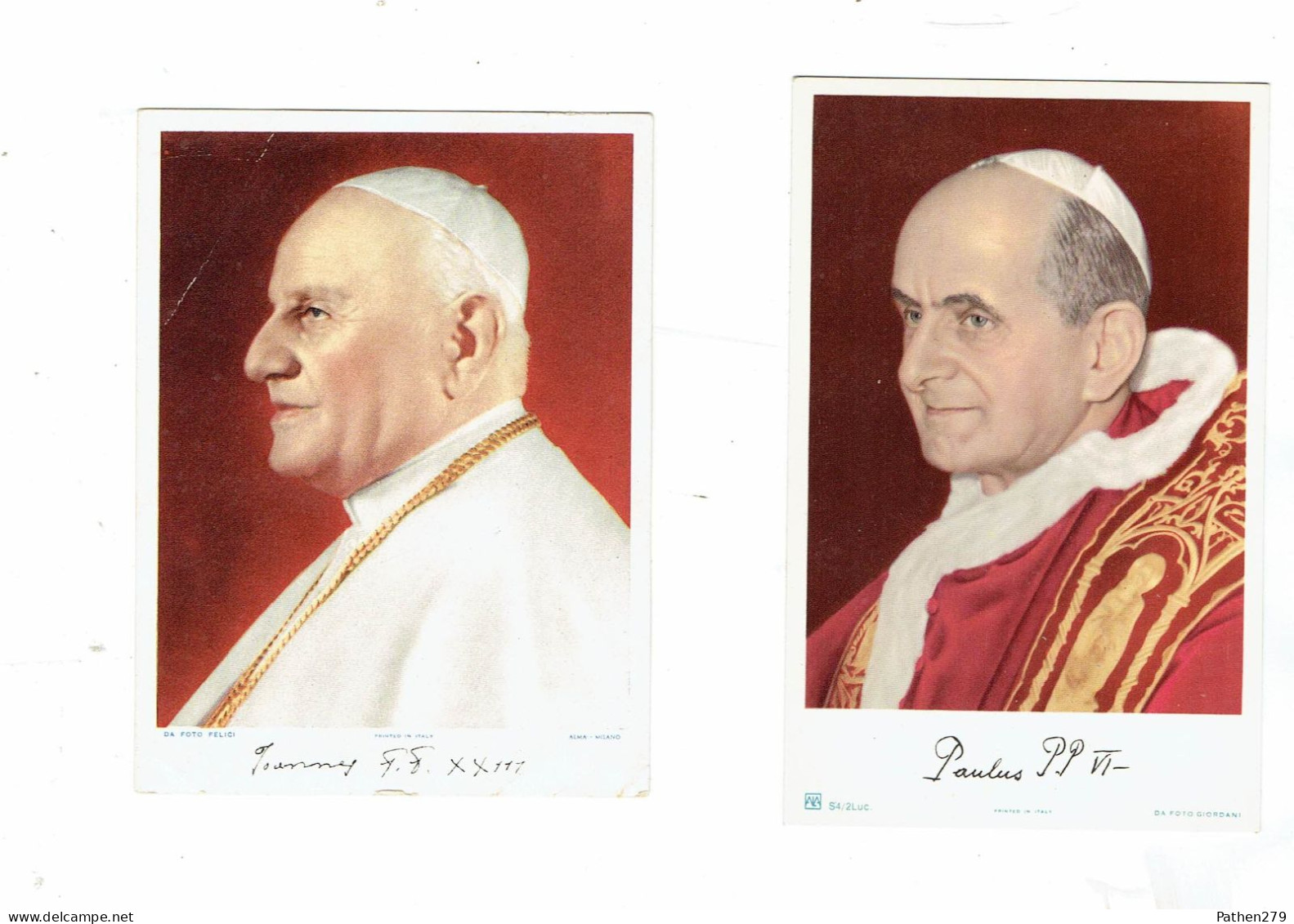 Lot De 5 Images Pieuses Papes Jean-Paul II - Jean XXIII - Paul VI - Religión & Esoterismo