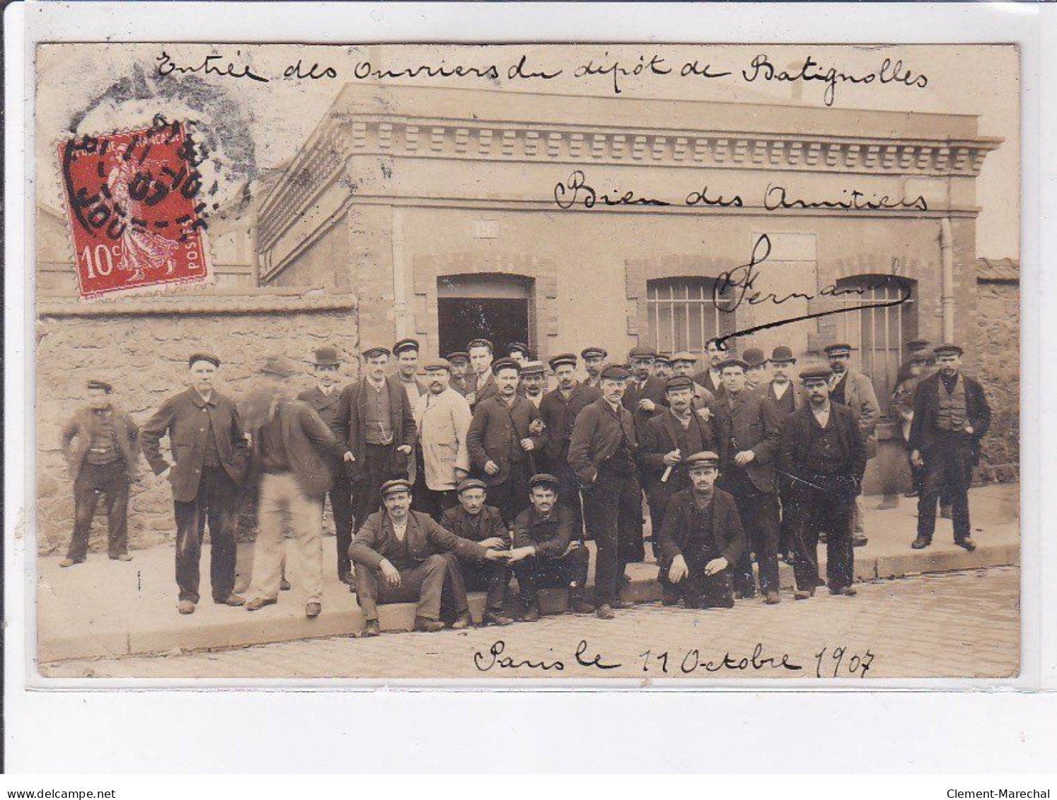 PARIS: 75017, Chemin De Fer, Entrée Des Ouvriers Du Dépôt De Batignolles, 1907 - Très Bon état - Paris (17)