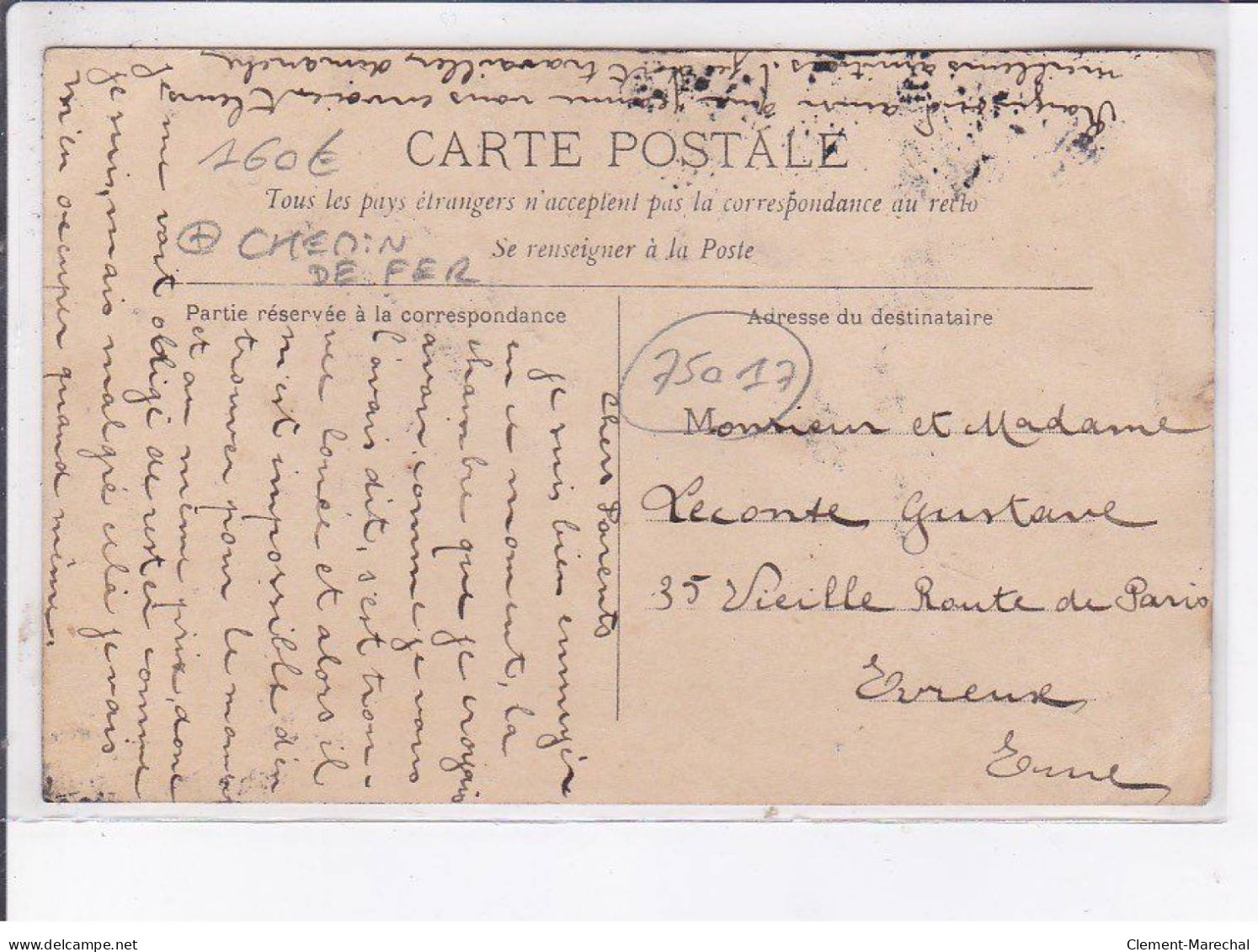 PARIS: 75017, Chemin De Fer, Entrée Des Ouvriers Du Dépôt De Batignolles, 1907 - Très Bon état - Arrondissement: 17