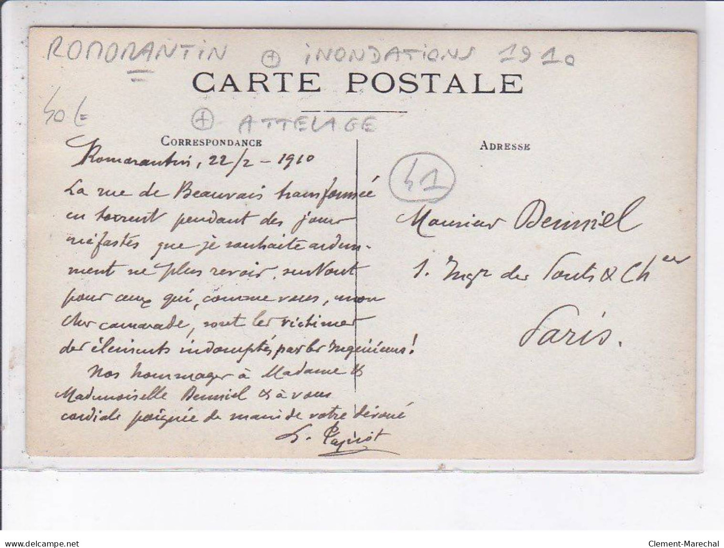 ROMORANTIN: Inondation 1910, Attelage - Très Bon état - Romorantin